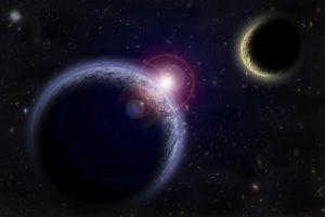 Two planets in outer space